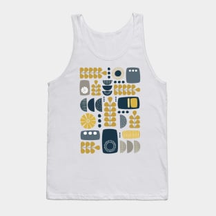 Retro Mid Century Modern in Navy Blue, Mustard Yellow and Grey Tank Top